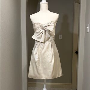 Elegant Gold Strapless Mini Dress